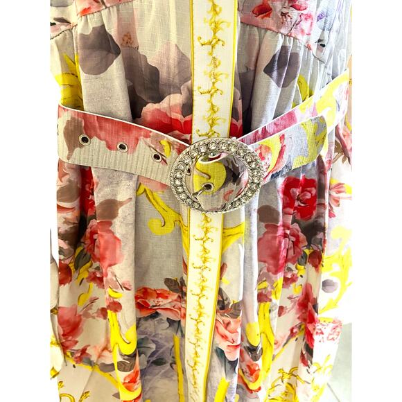 Women’s Sheer Floral 3 Piece Set Maxi Dress Shorts Belt XL-2XL New - Picture 3 of 4